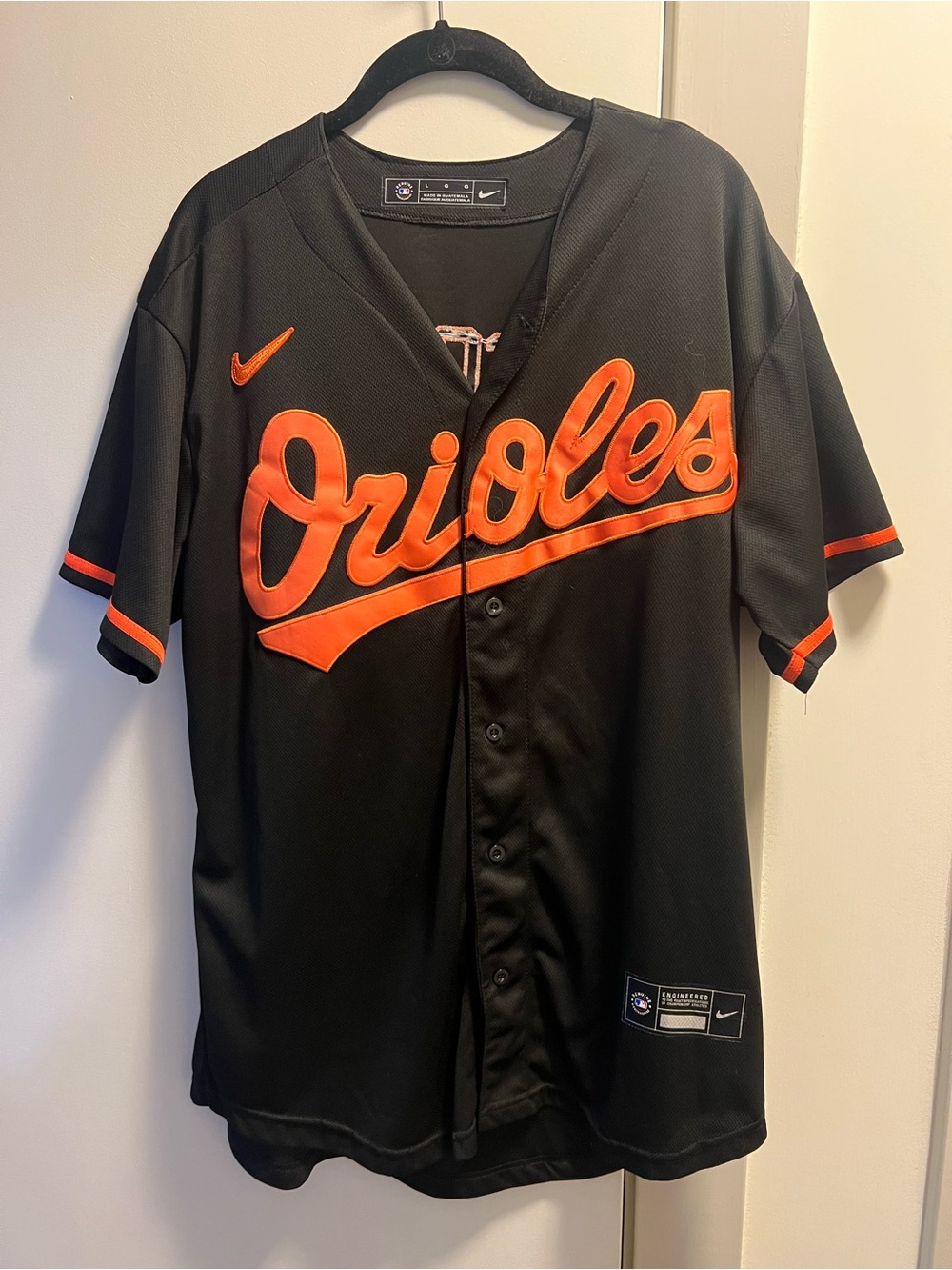 Nike Black and Orange Orioles Baseball Jersey